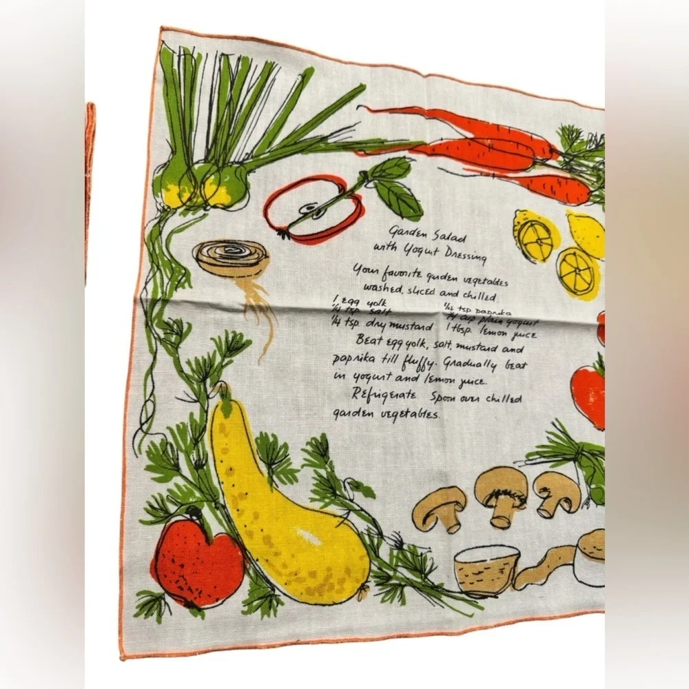 Vintage Vera Newman Linen Garden Salad With Yogurt Dressing Towel Set of 11